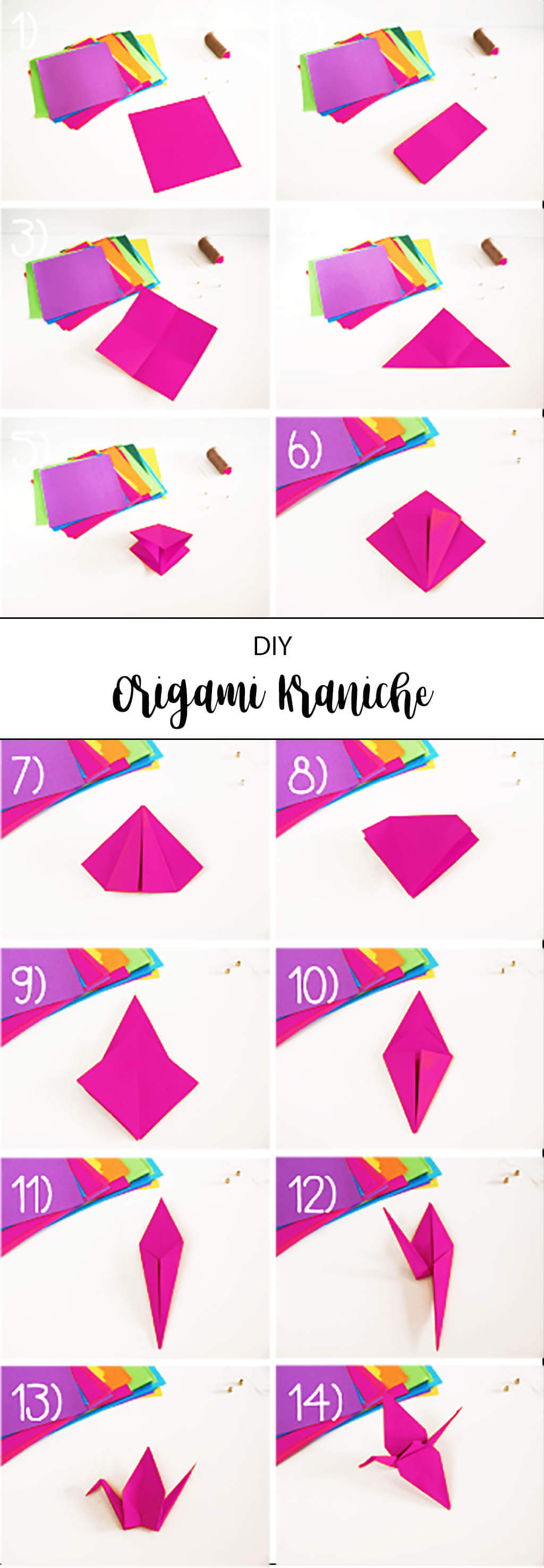 Diy Deko Buntes Mobile Aus Origami Kranichen Basteln