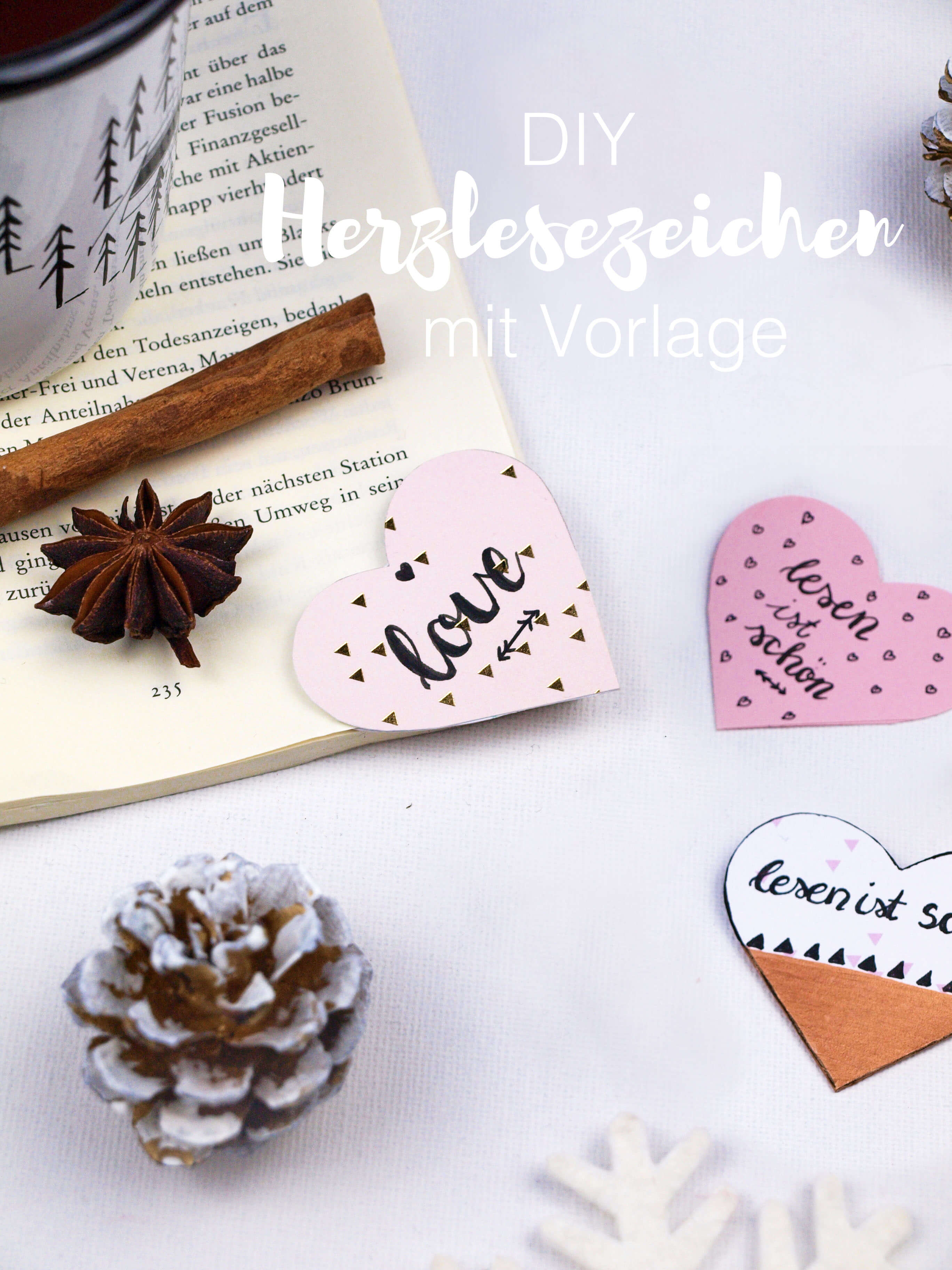 DIY Geschenkidee: Herzlesezeichen aus Papier