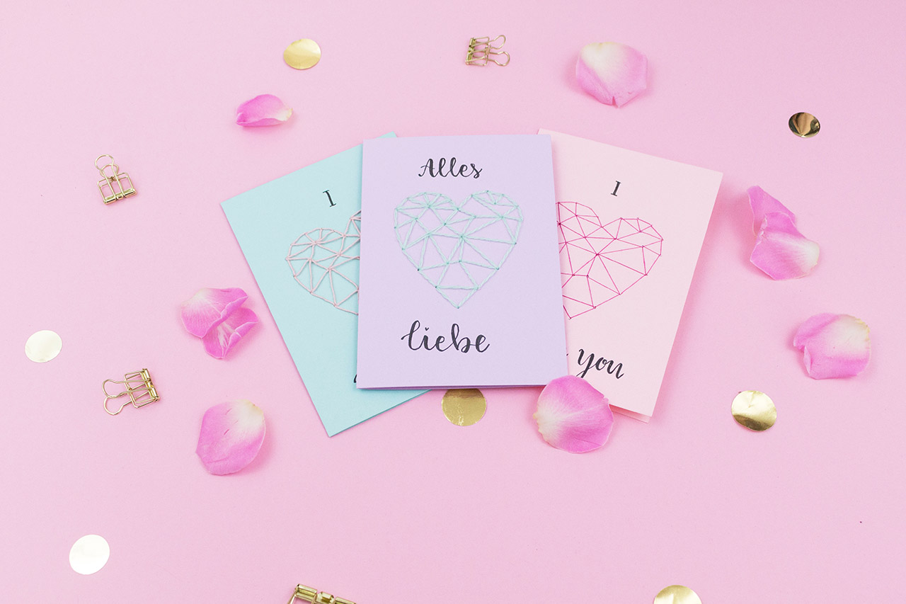 DIY Blog, Deko, Geschenke, Lettering mit Herz, Valentinskarte, Karte zum Valentinstag nähen