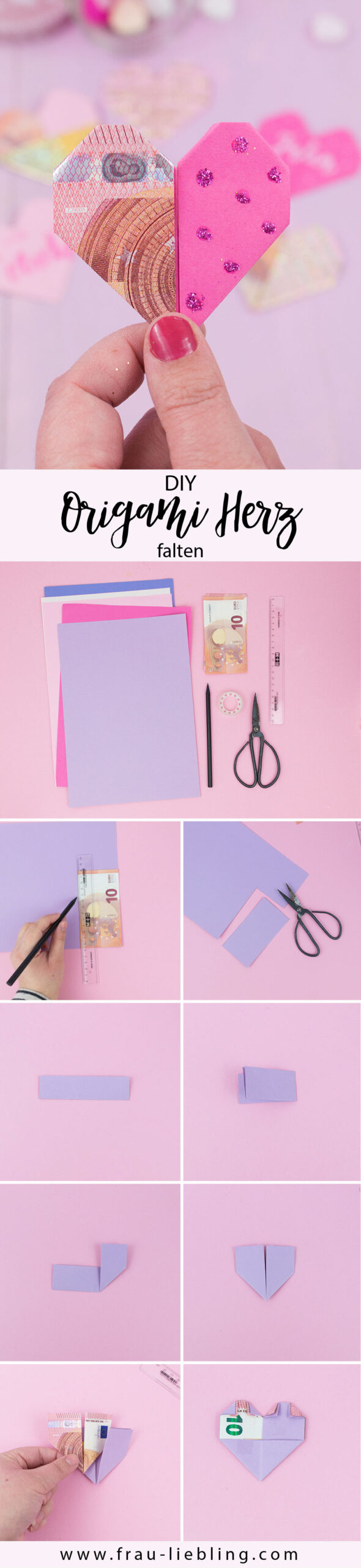 Diy Geschenk Im Glas Origami Herzen Aus Geldscheinen