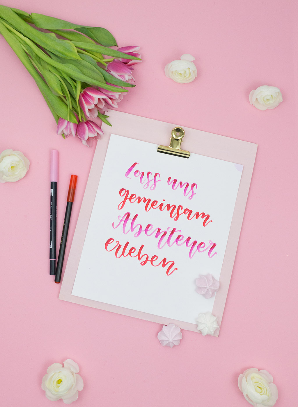 Frau Liebling - DIY Blog - Deko, Geschenke und Lettering - Fake Watercolor Lettering mit Brushpens