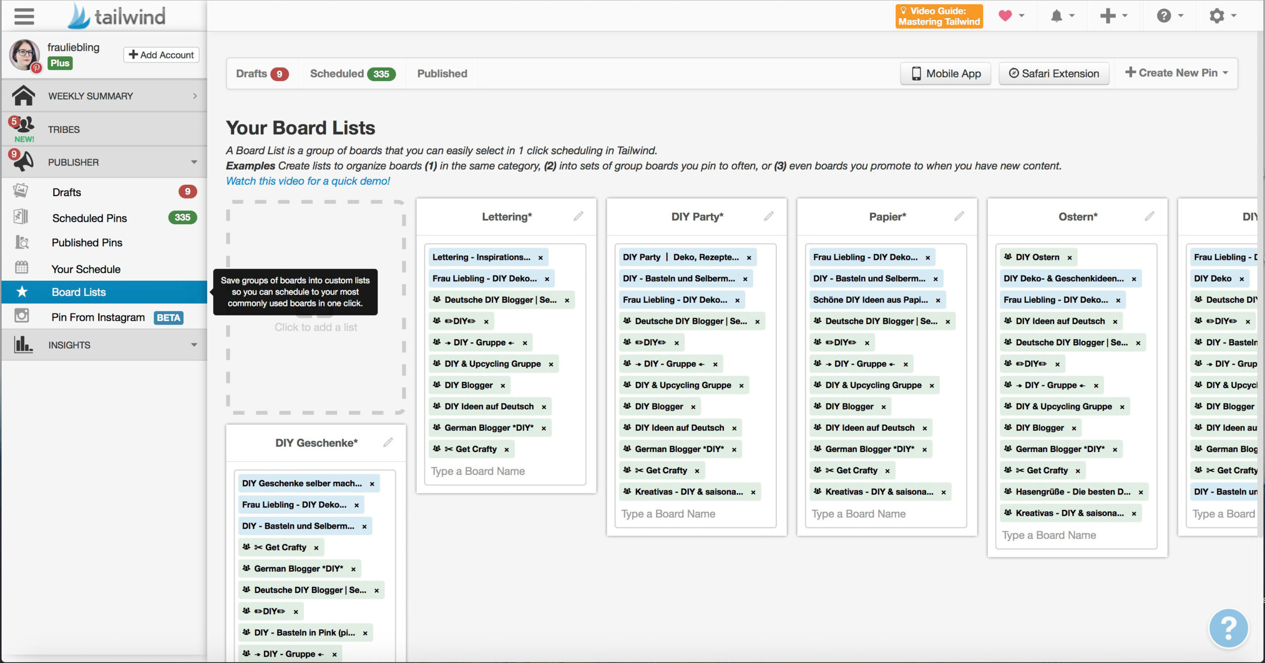 Frau Liebling - DIY Blog, Deko, Geschenke, Lettering, Tipps und Tricks zu Pinterest - versteckte Funktionen, Tailwind