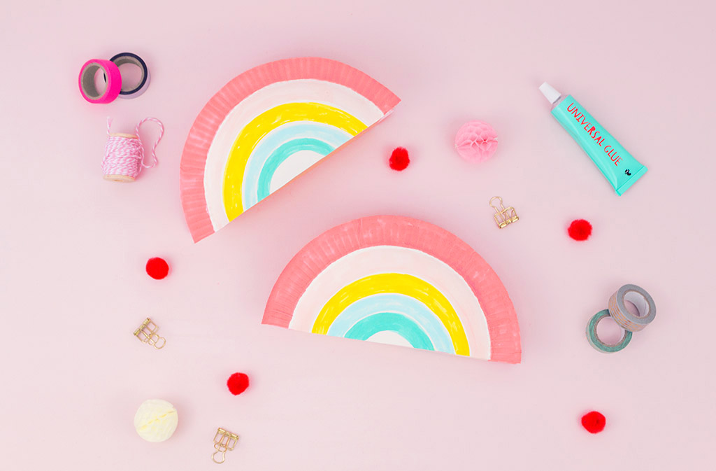 Frau Liebling - DIY Blog - Deko, Geschenke, Lettering - DIY Regenbogen Utensilo aus Papptellern