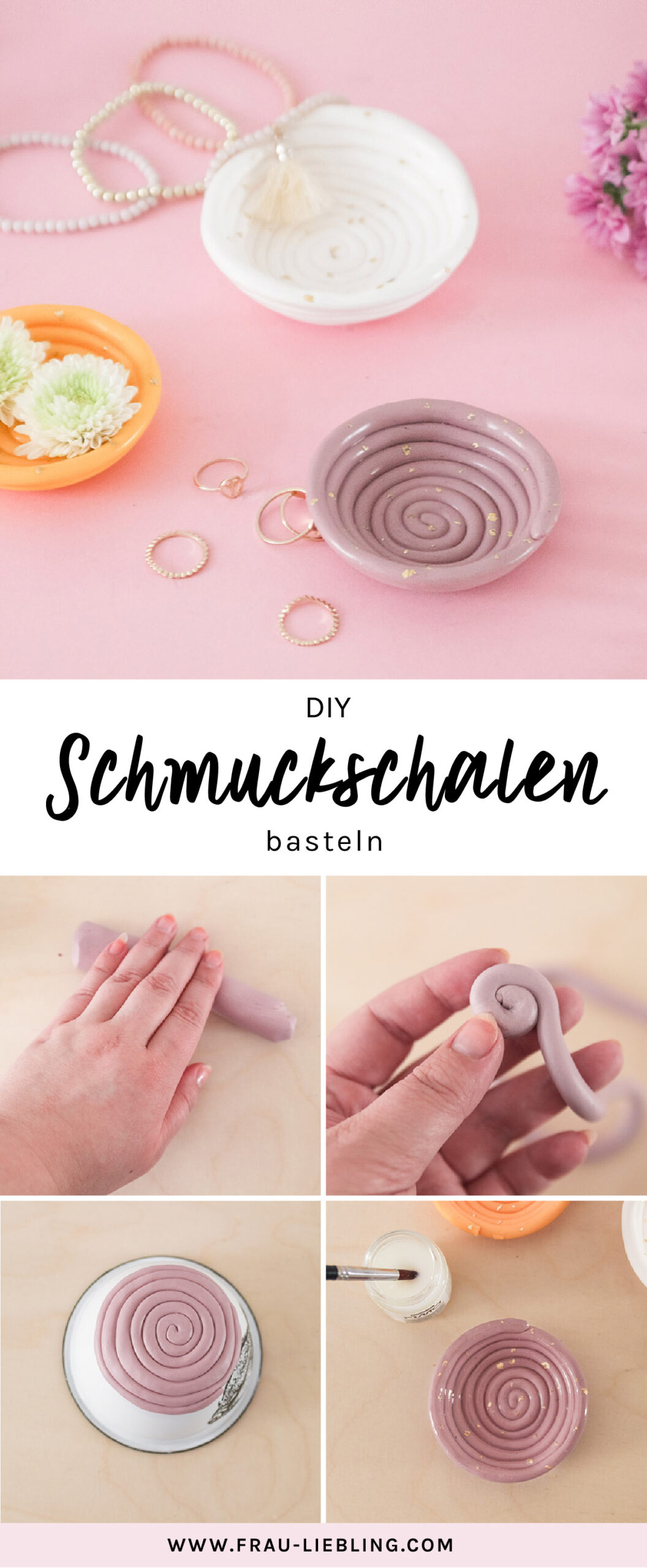 Frau Liebling - DIY Blog - Deko, Geschenke, Lettering - DIY FIMO Schmuckschalen mit Blattgold selber machen