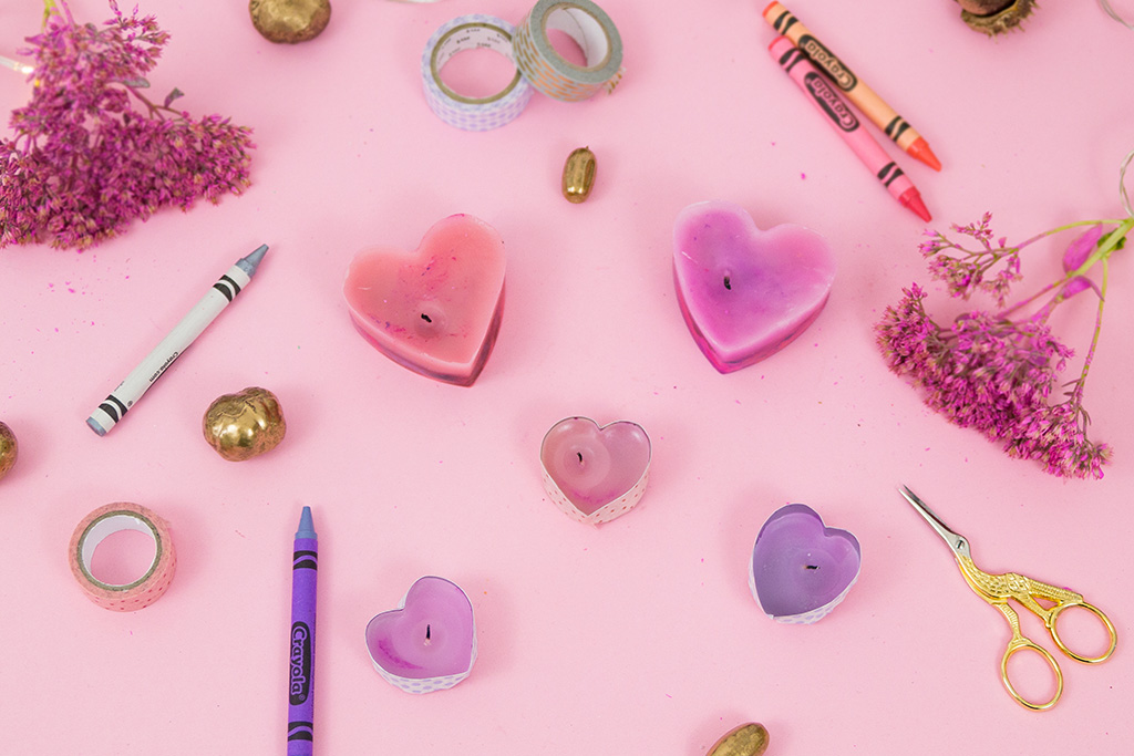 Frau Liebling - DIY Blog - Deko, Geschenke, Lettering - DIY aus Wachsmalstiften: Herz Kerzen selber machen