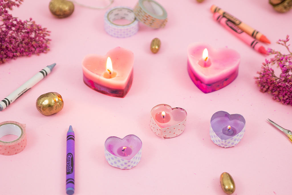 Frau Liebling - DIY Blog - Deko, Geschenke, Lettering - DIY aus Wachsmalstiften: Herz Kerzen selber machen