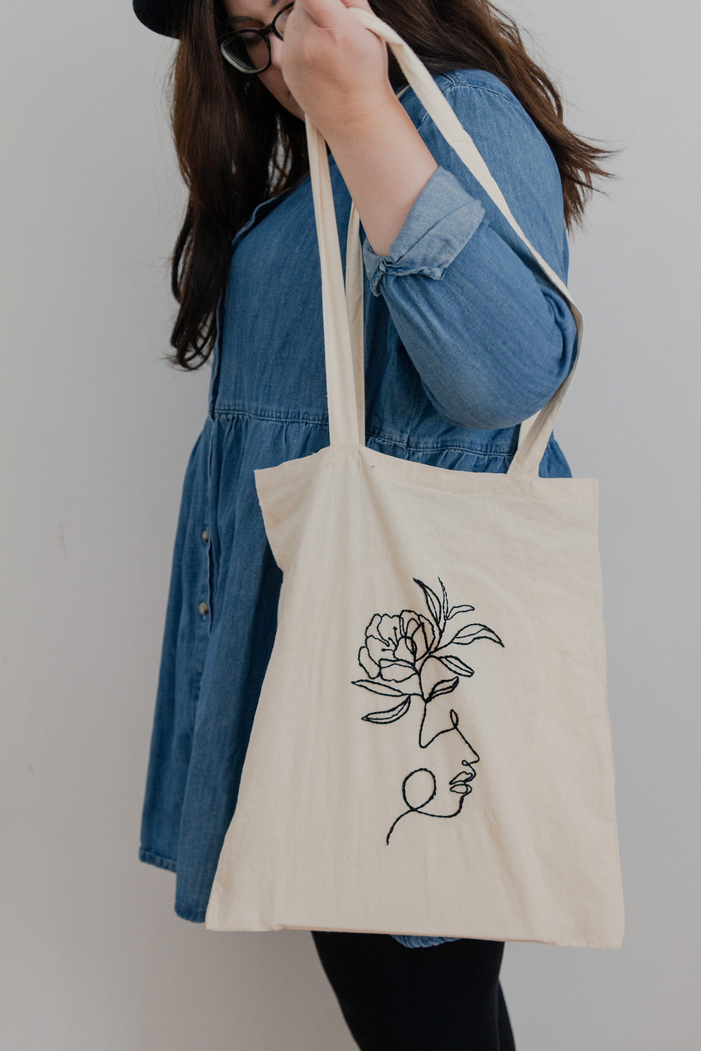 Frau Liebling - DIY Blog - Deko, Geschenke, Nachhaltigkeit - Stoffbeutel mit Line Art besticken