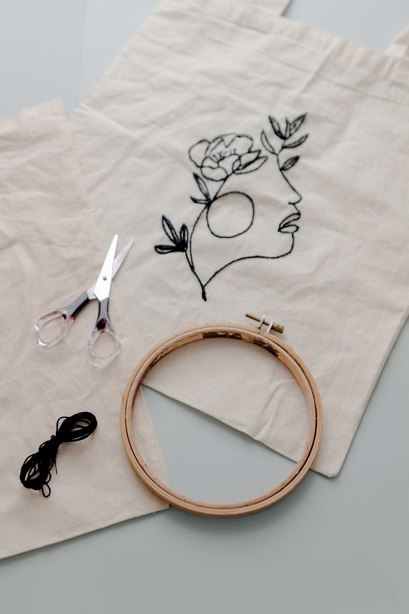 Frau Liebling - DIY Blog - Deko, Geschenke, Nachhaltigkeit - Stoffbeutel mit Line Art besticken